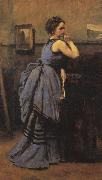 Jean Baptiste Camille  Corot Woman in Blue oil painting on canvas